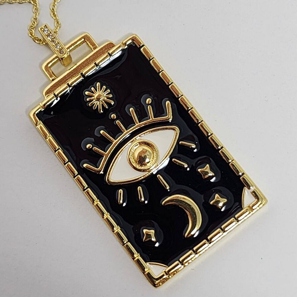Live By The Moon Evil Eye Tarot Card Necklace - Picture 8 of 9